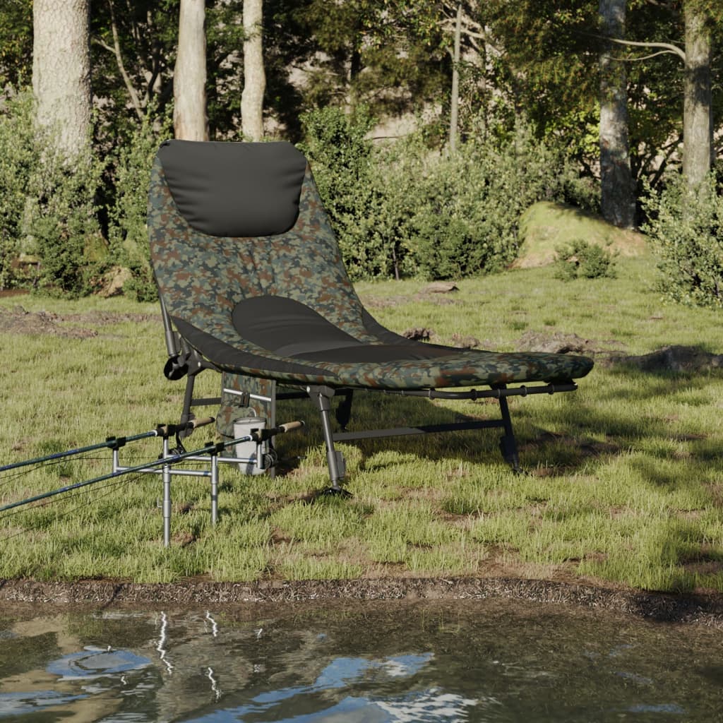 Espreguiçadeira pesca c/ pernas ajustáveis dobrável camuflagem
