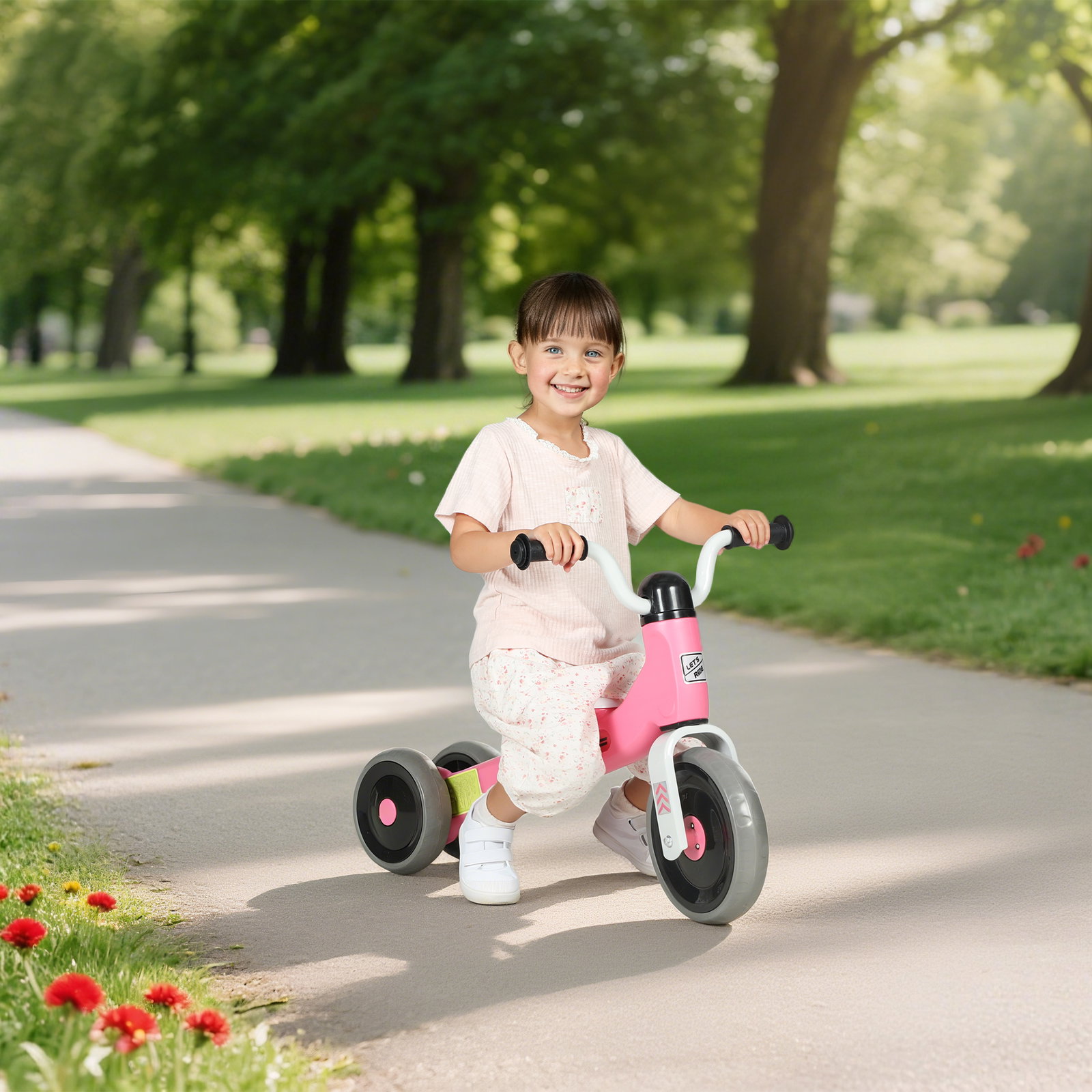 Bicicleta sem pedais para crianças dos 12 aos 36 meses bicicleta de equilíbrio com guiadores com rotação limitada a 60° 69x40x49 cm rosa