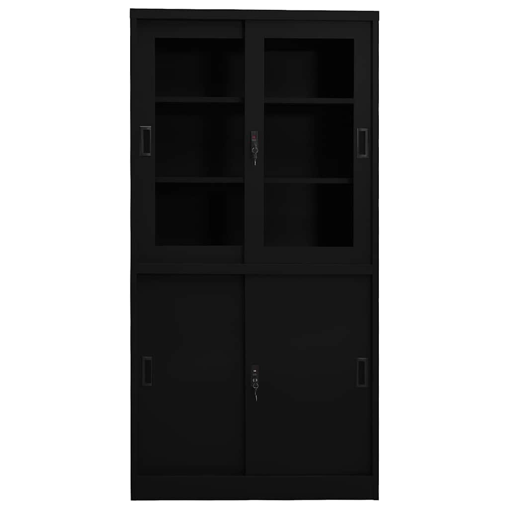Armário de escritório c/ porta deslizante 90x40x180cm aço preto