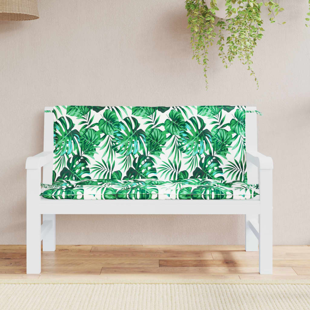 Almofadões banco jardim 2 pcs 120x50x7 cm oxford padrão folhas