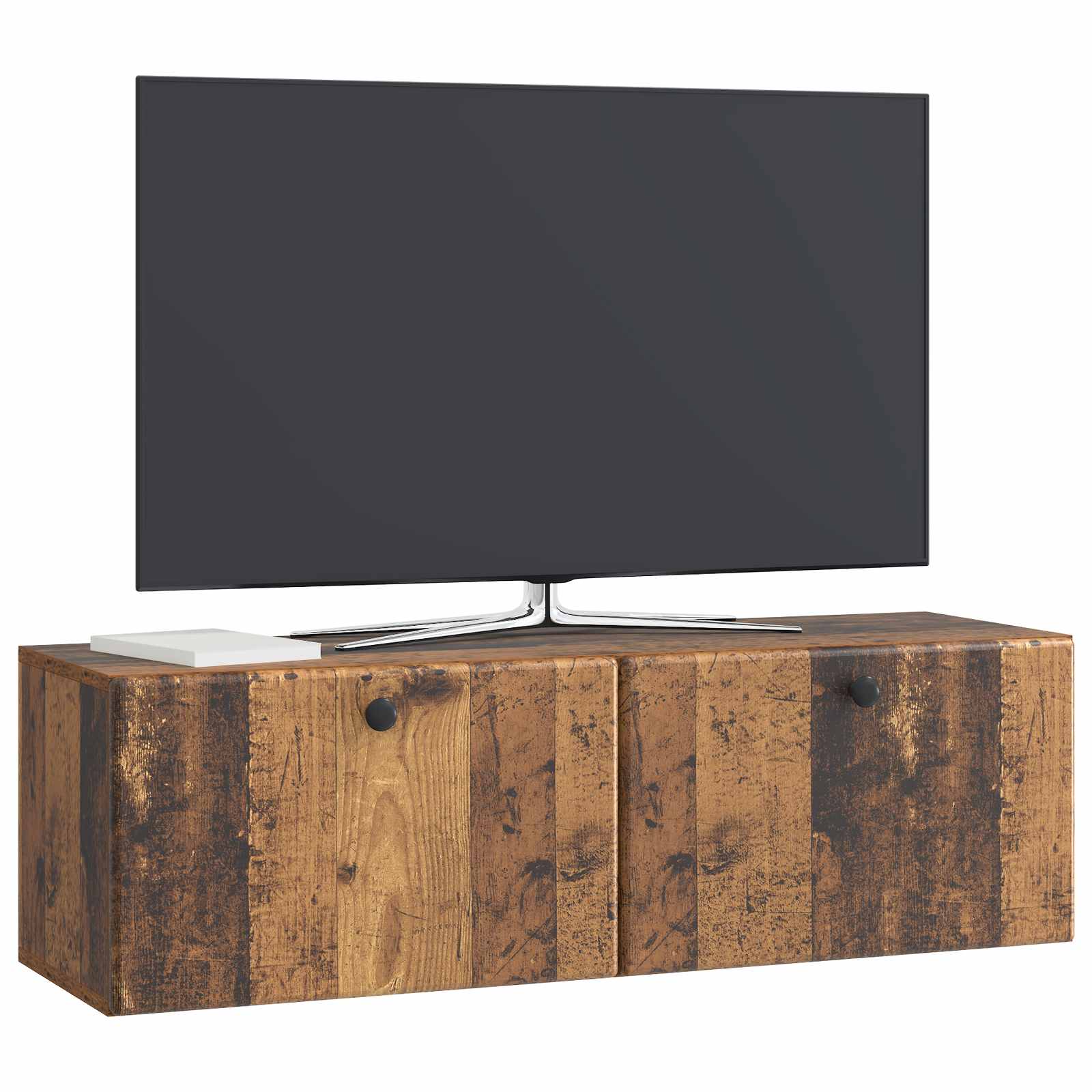 Gabinete de TV de parede 98 x 31 x 30 cm madeira antiga