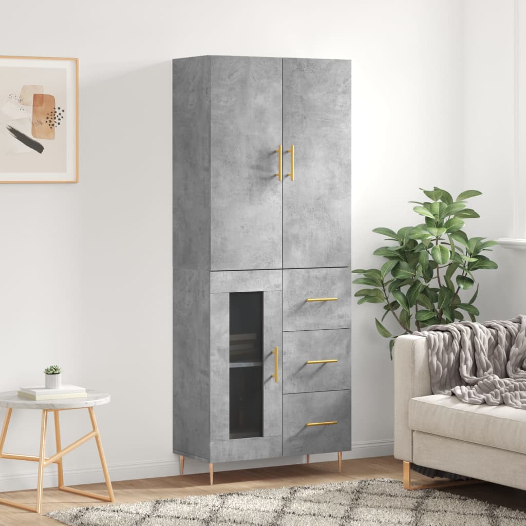 Armário alto 69,5x34x180 cm derivados de madeira cinza cimento