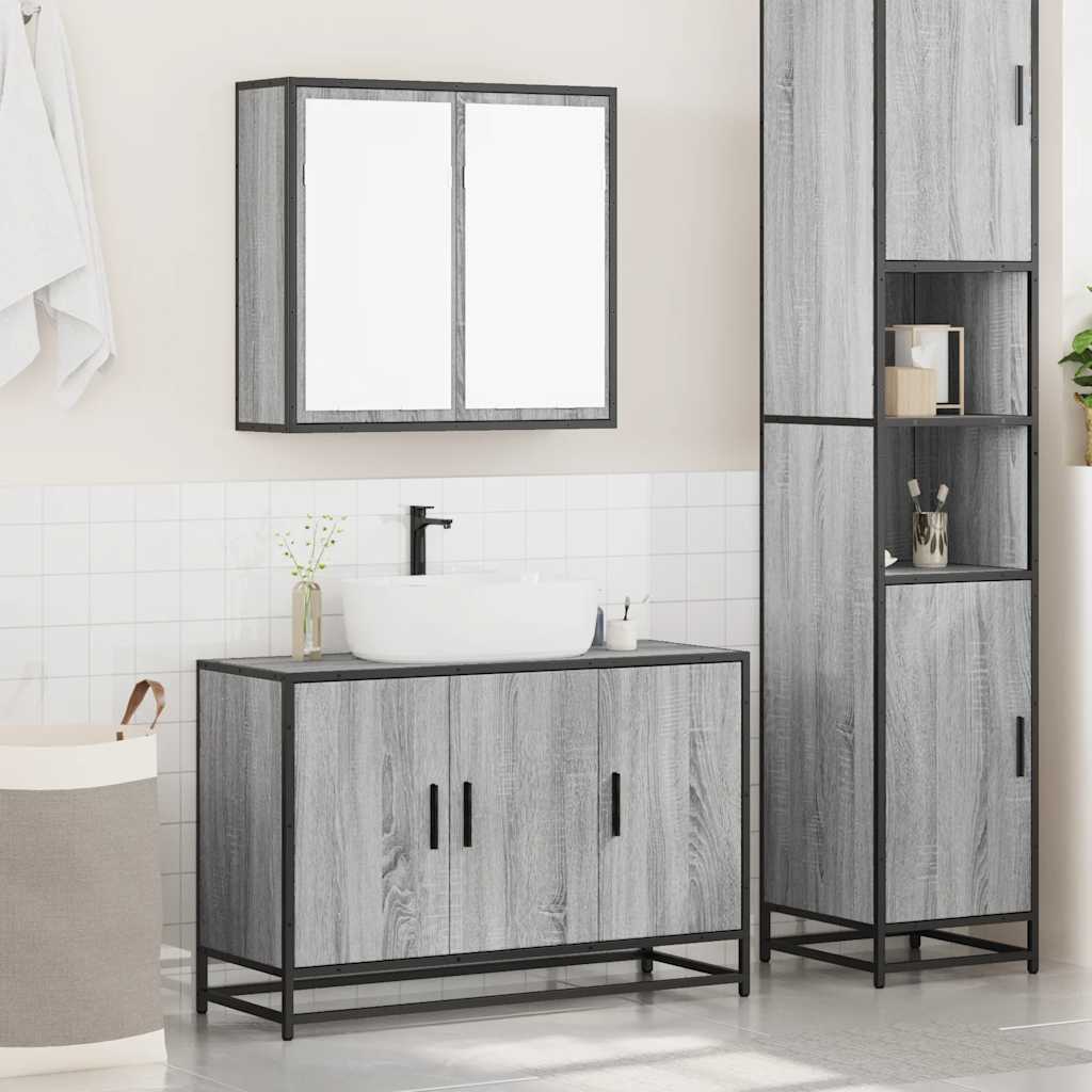2 Pcs conjunto móveis wc derivados de madeira sonoma cinza