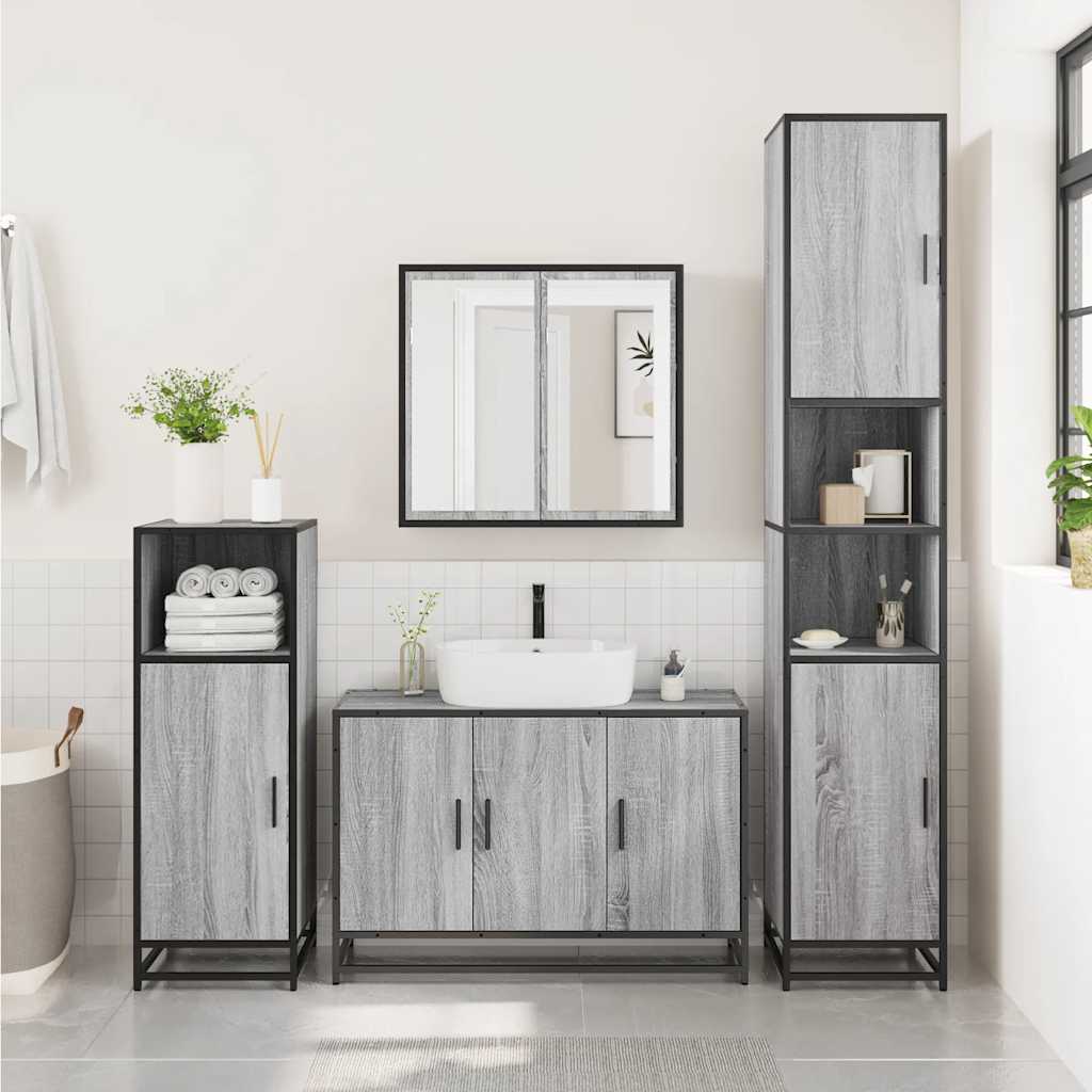 2 Pcs conjunto móveis wc derivados de madeira sonoma cinza
