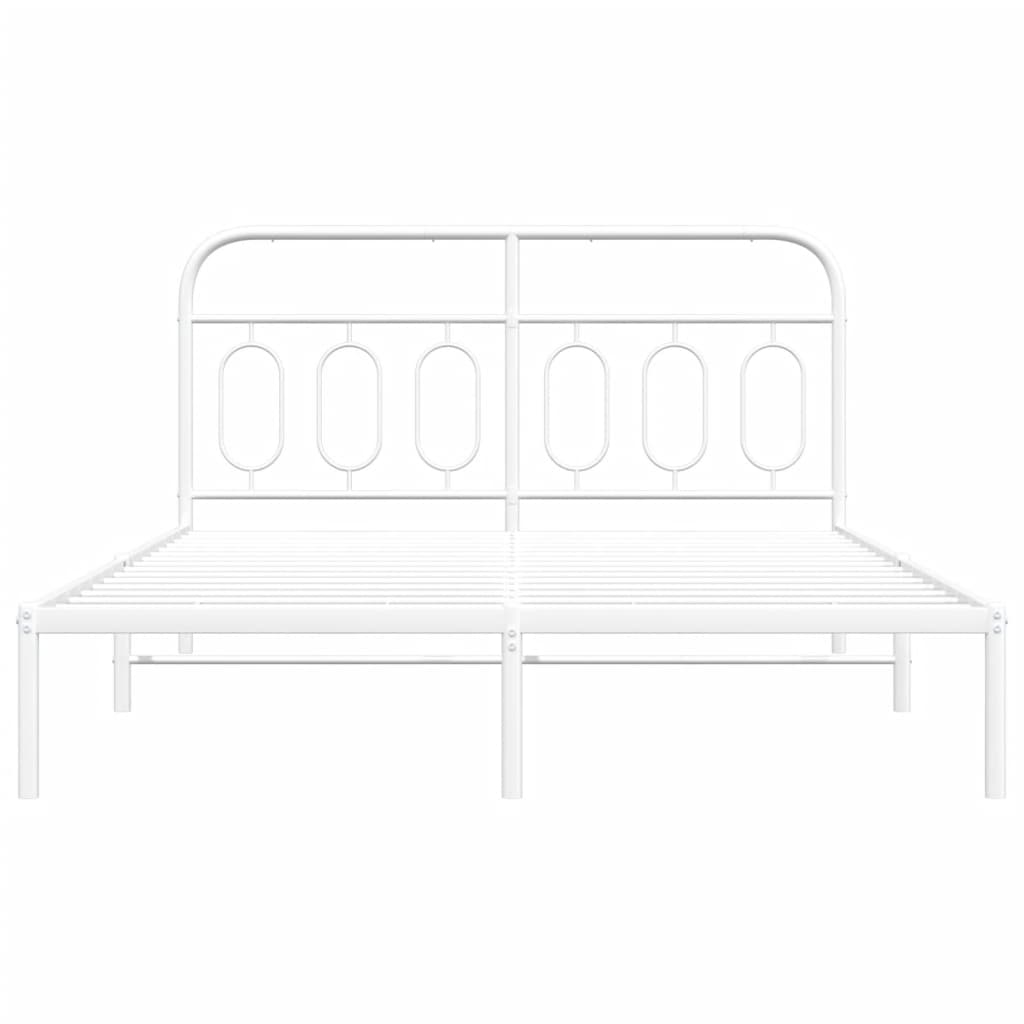 Estrutura de cama com cabeceira 150x200 cm metal branco