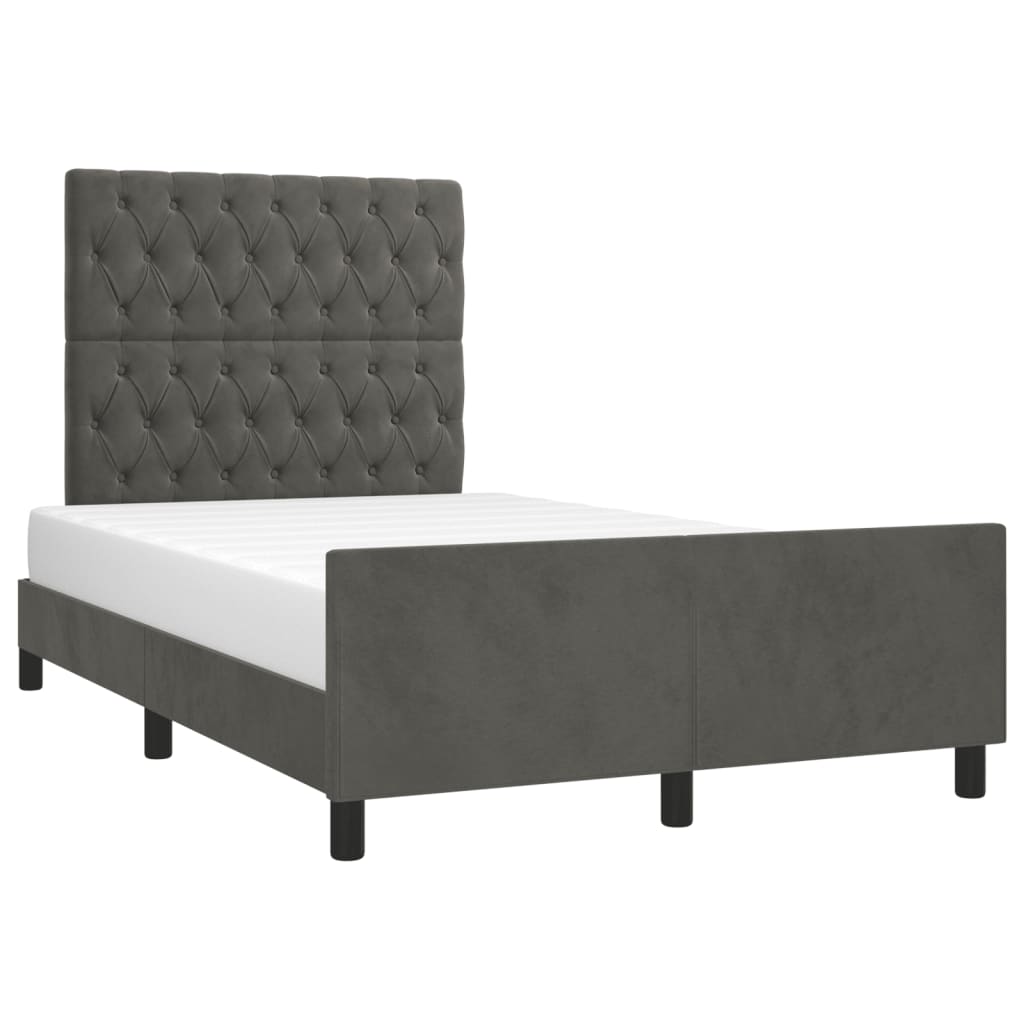 Estrutura de cama sem colchão 120x200 cm veludo cinzento-escuro