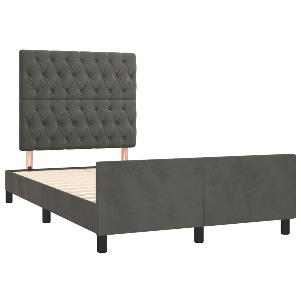 Estrutura de cama sem colchão 120x200 cm veludo cinzento-escuro