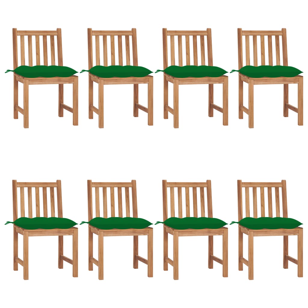 Cadeiras de jardim 8 pcs c/ almofadões madeira de teca maciça