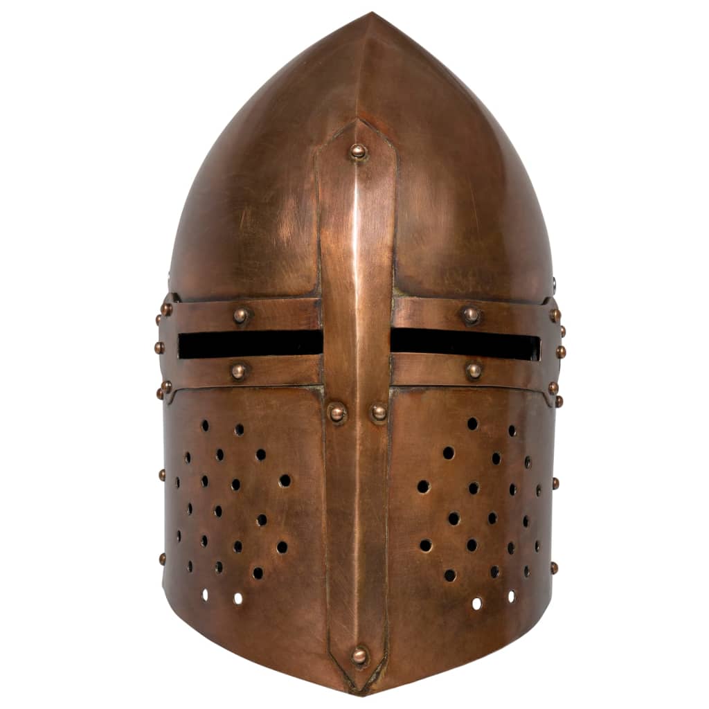 Capacete de cavaleiro medieval réplica larp aço cobre