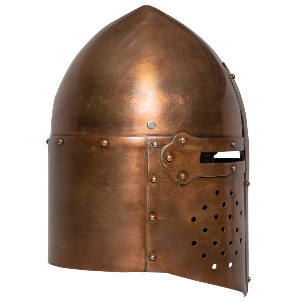 Capacete de cavaleiro medieval réplica larp aço cobre