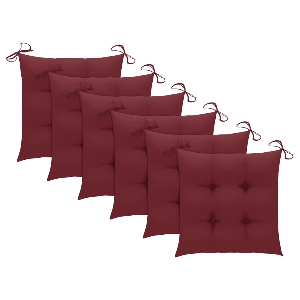 Cadeiras de jantar p/ jardim 6 pcs c/ almofadões acácia maciça