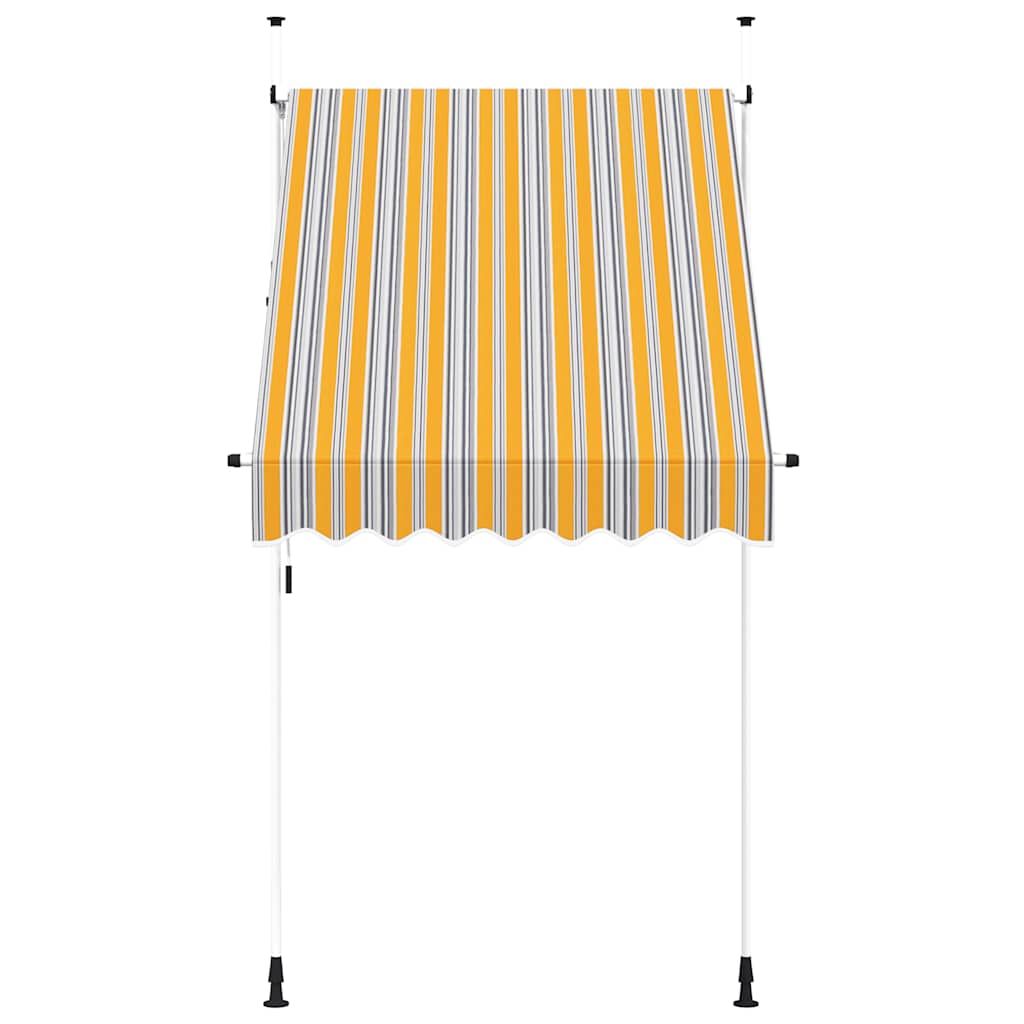 Toldo retrátil manual 150 cm riscas amarelas e azuis