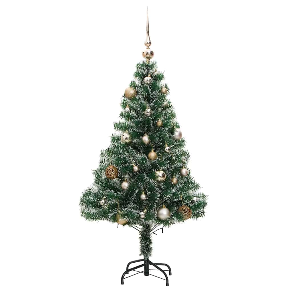 Árvore de natal artificial c/ 150 leds conj. bolas e neve 150cm