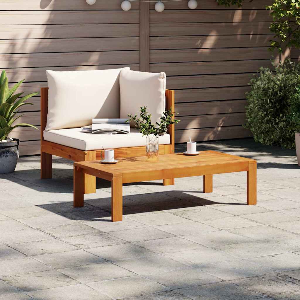 2 Pcs conjunto de sofás de jardim c/ almofadões acácia maciça