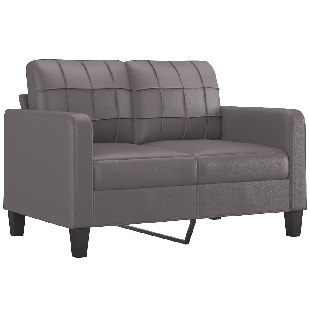 3 Pcs conjunto de sofás c/ almofadões couro artificial cinzento