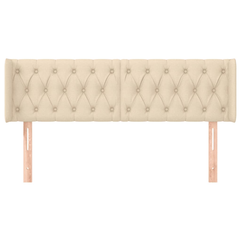 Cabeceira de cama c/ abas tecido 147x16x78/88 cm creme