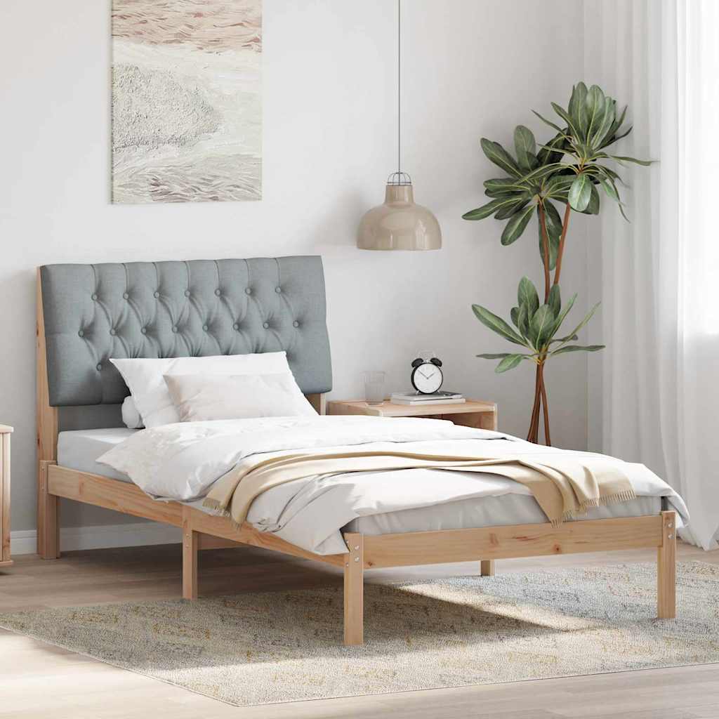 Estrutura de cama com cabeceira estofada castanho 100 x 200 cm