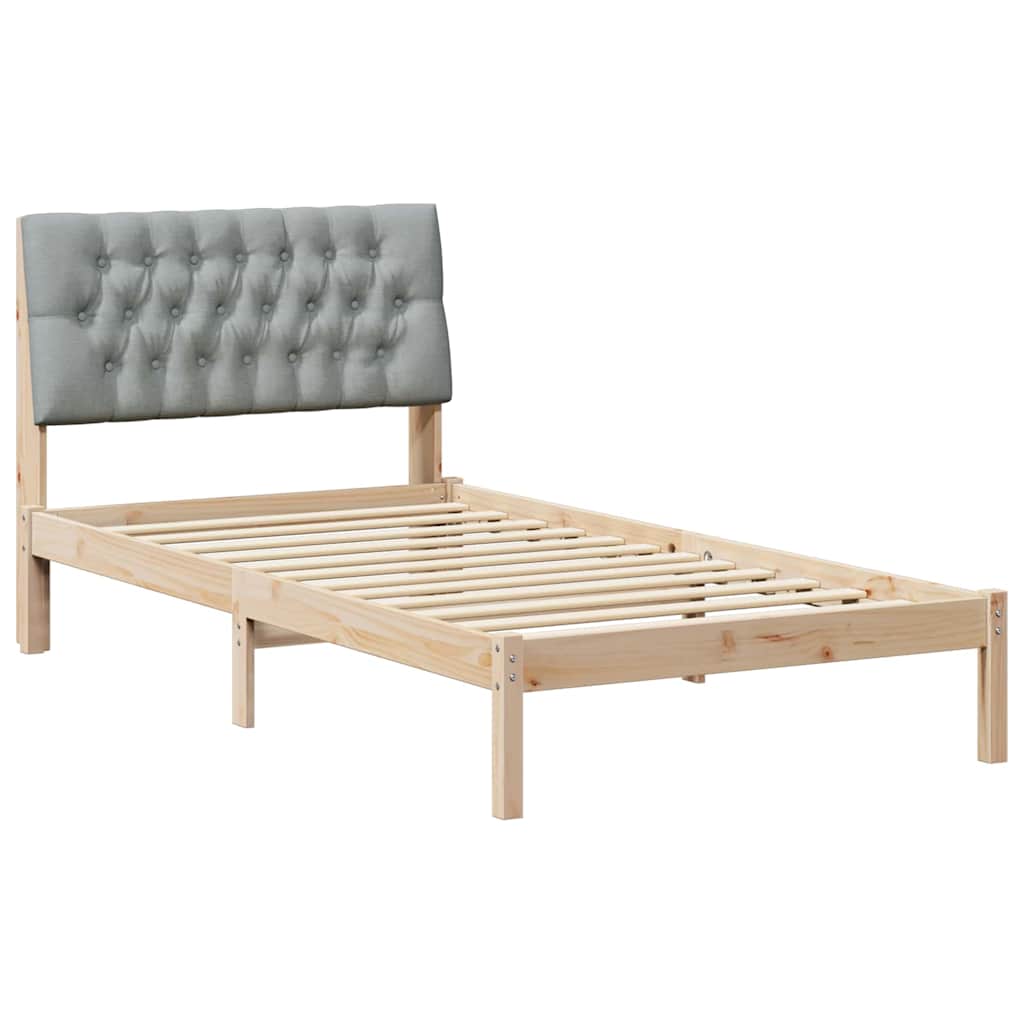 Estrutura de cama com cabeceira estofada castanho 100 x 200 cm