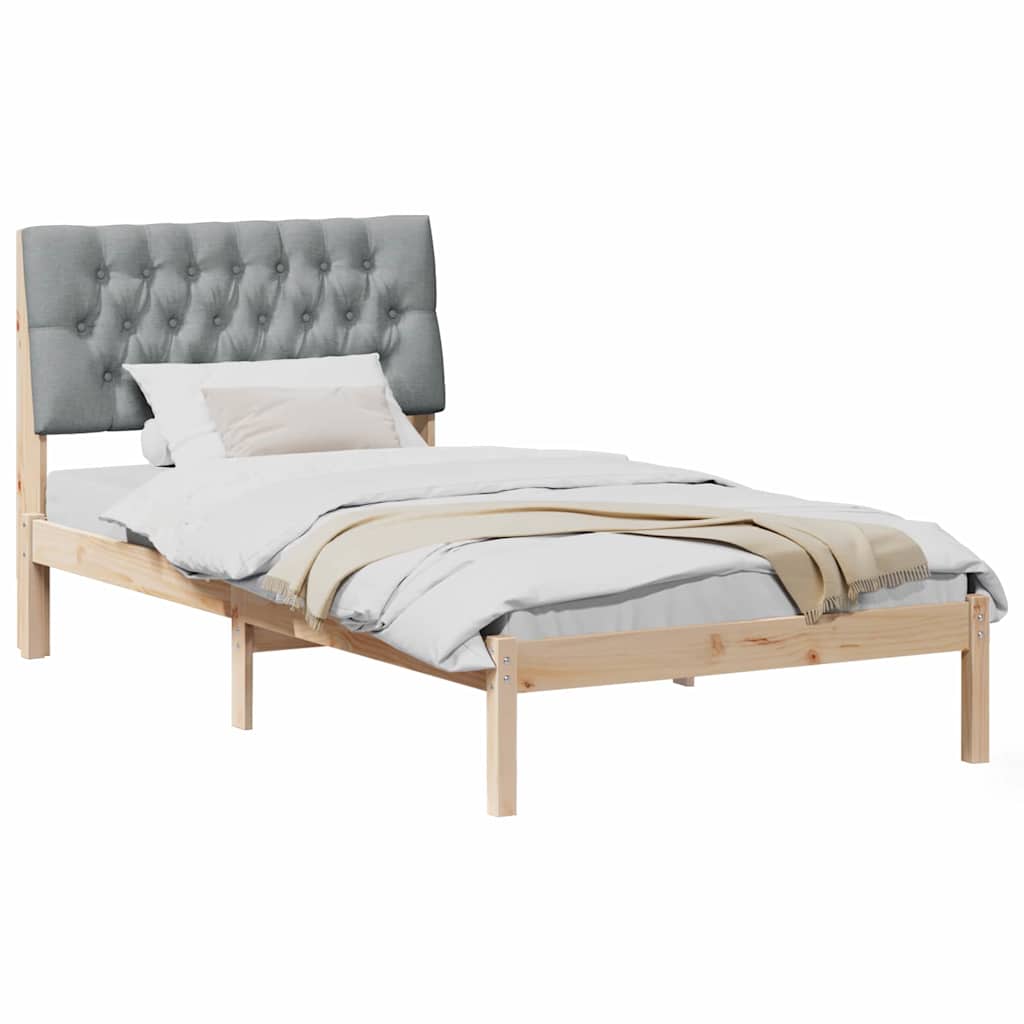 Estrutura de cama com cabeceira estofada castanho 100 x 200 cm