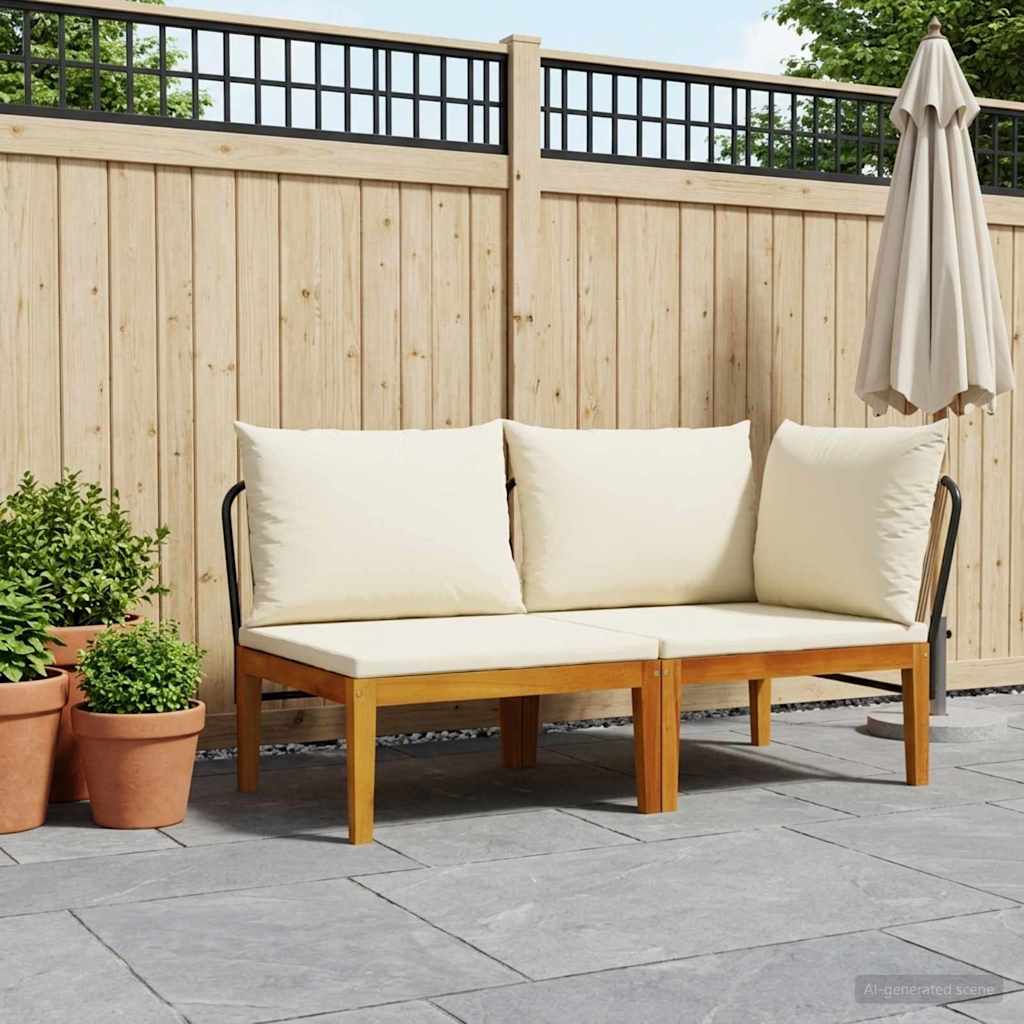2 Unid. conjunto de lounge de jardim com almofadas natural