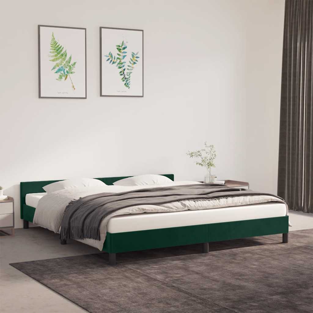 Estrutura de cama sem colchão 180x200 cm veludo verde-escuro