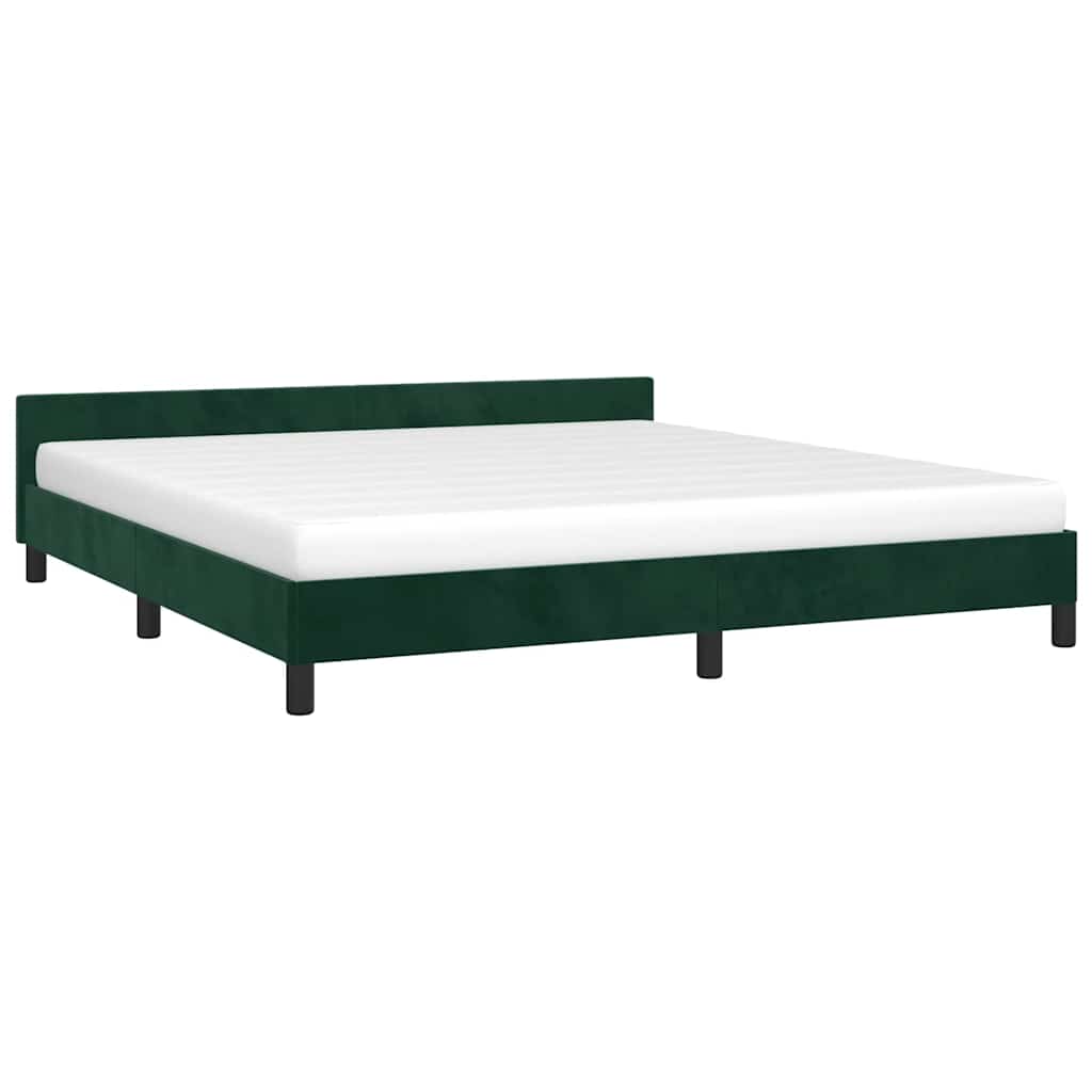 Estrutura de cama sem colchão 180x200 cm veludo verde-escuro