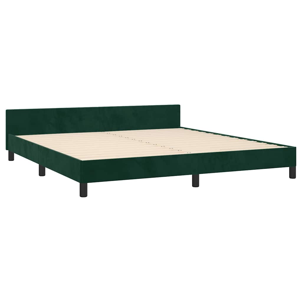 Estrutura de cama sem colchão 180x200 cm veludo verde-escuro