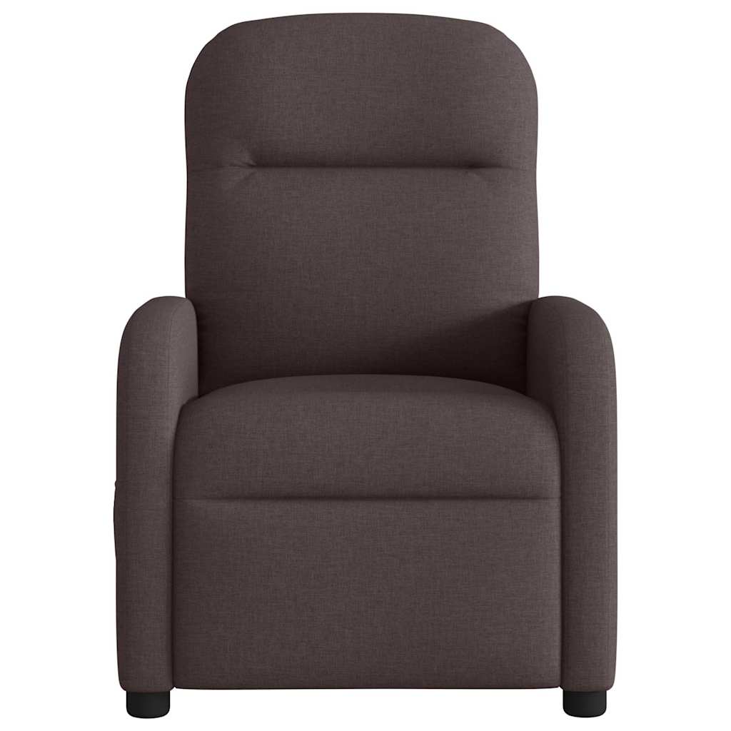 Poltrona de massagens reclinável tecido castanho-escuro