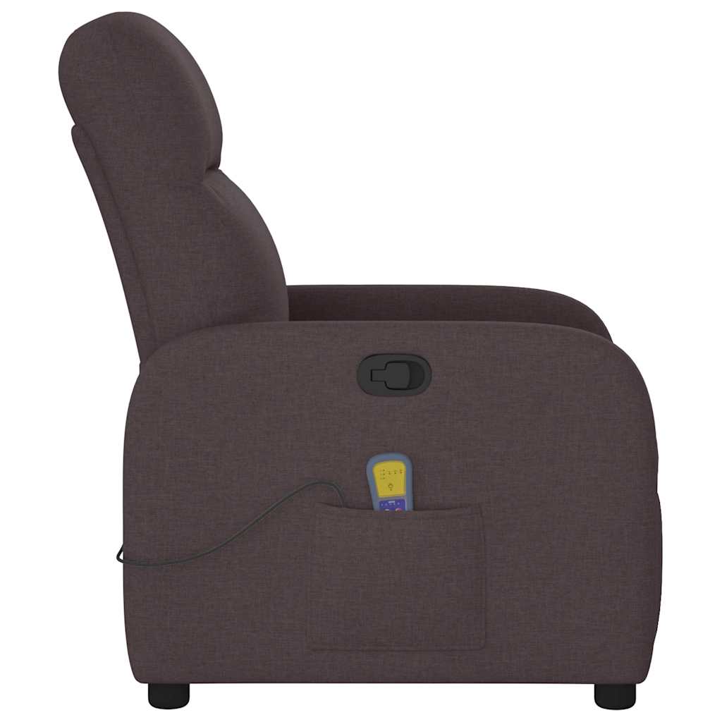 Poltrona de massagens reclinável tecido castanho-escuro