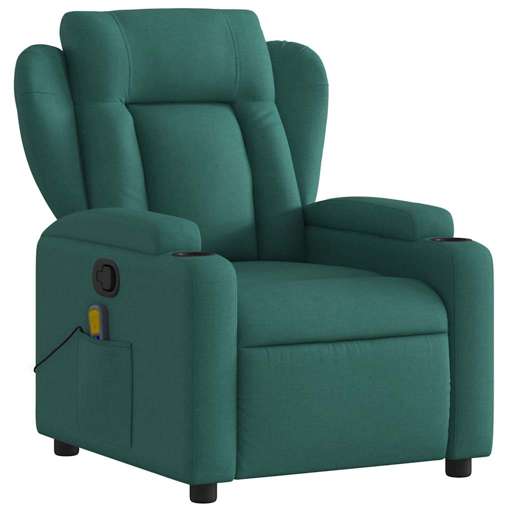 Poltrona de massagem reclinável em tecido verde escuro
