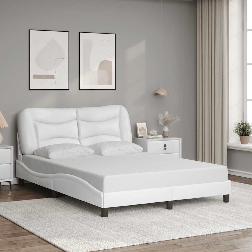 Estrutura de cama sem colchão hvar 120x200 cm couro artificial branco