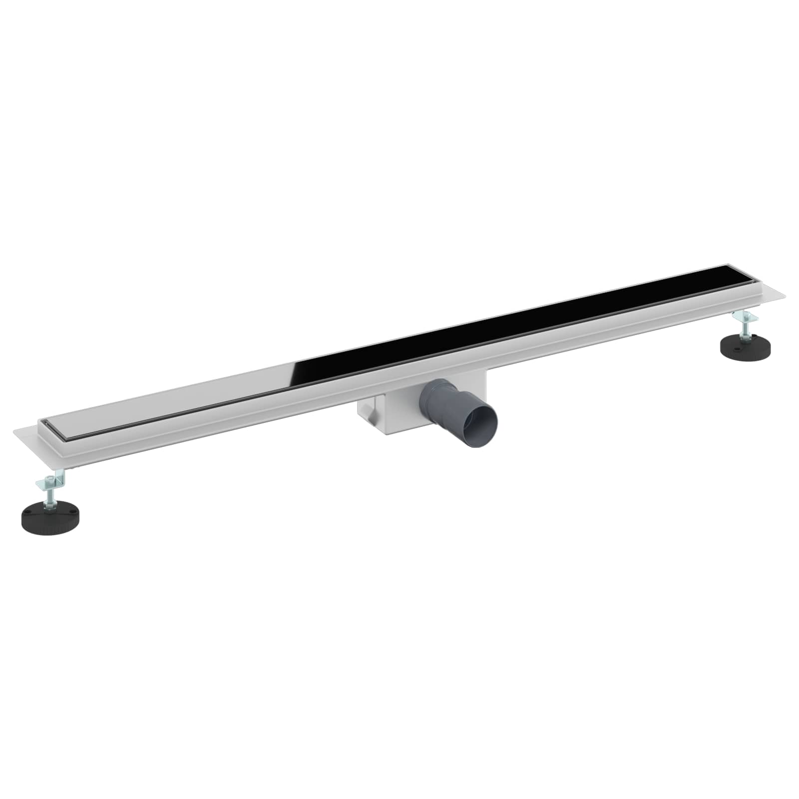 Dreno de chuveiro com tampa de vidro preto 90 cm