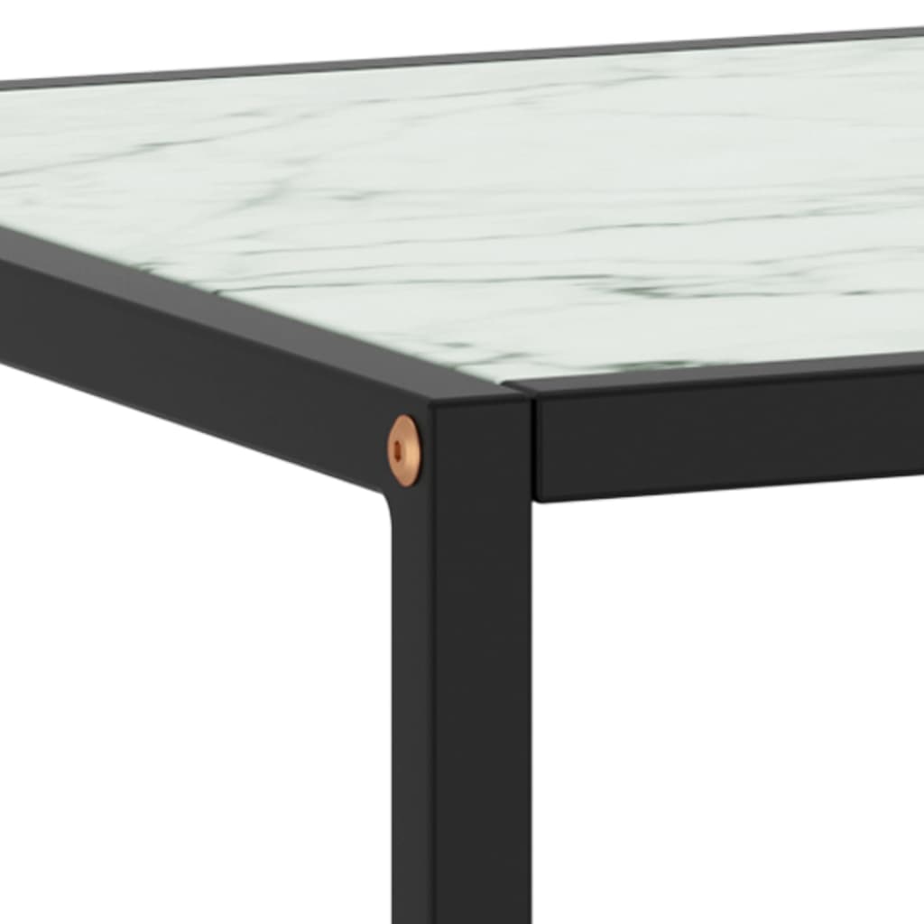 Mesa de centro 90x90x50 cm preto com vidro marmorizado branco