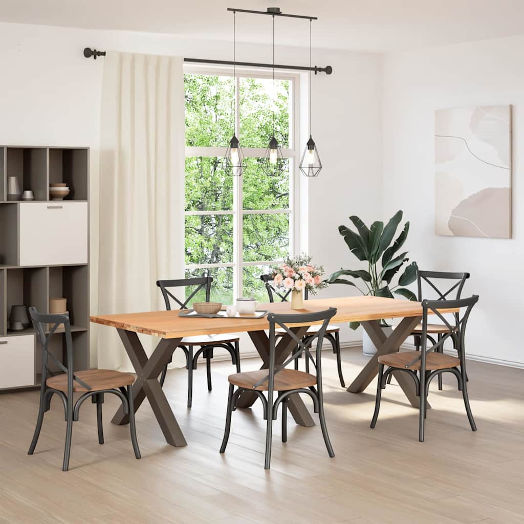 Pés para mesa de jantar em formato de x, 3 peças, aço natural, 90x (72-73) cm, aço