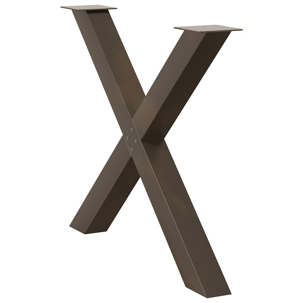 Pés para mesa de jantar em formato de x, 3 peças, aço natural, 90x (72-73) cm, aço