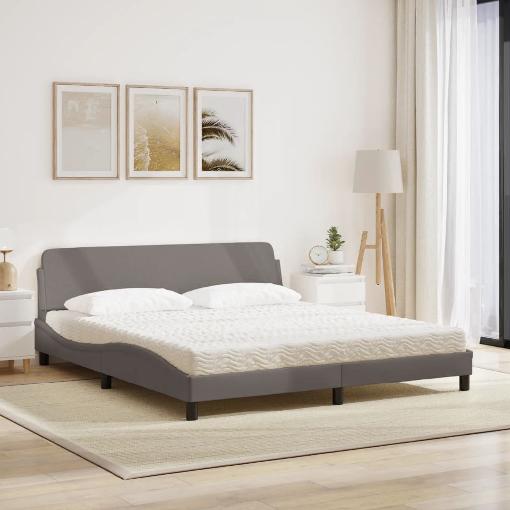 Cama com colchão dover 180x200 cm tecido castanho-acinzentado