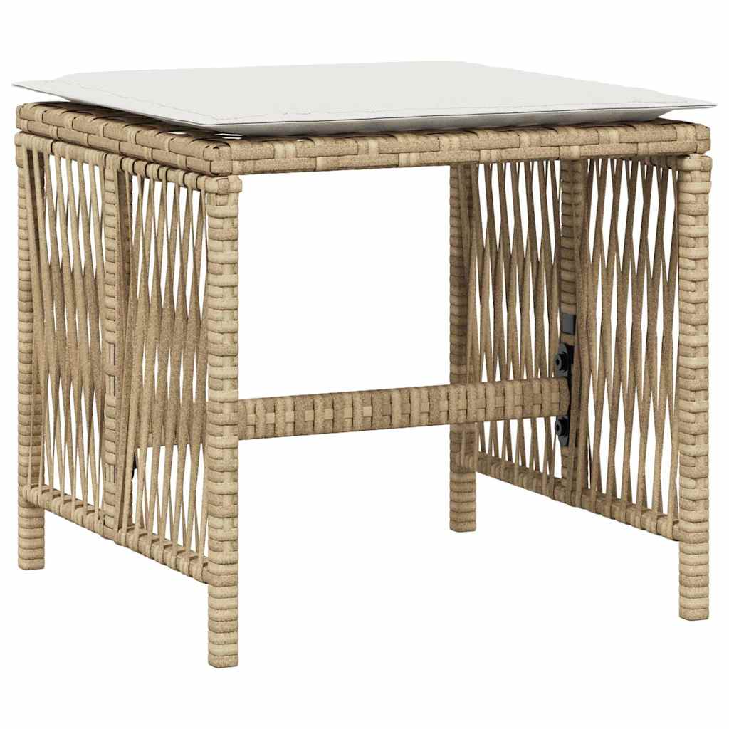 Bancos de jardim com almofadões 4 pcs 41x41x36 cm vime PE bege
