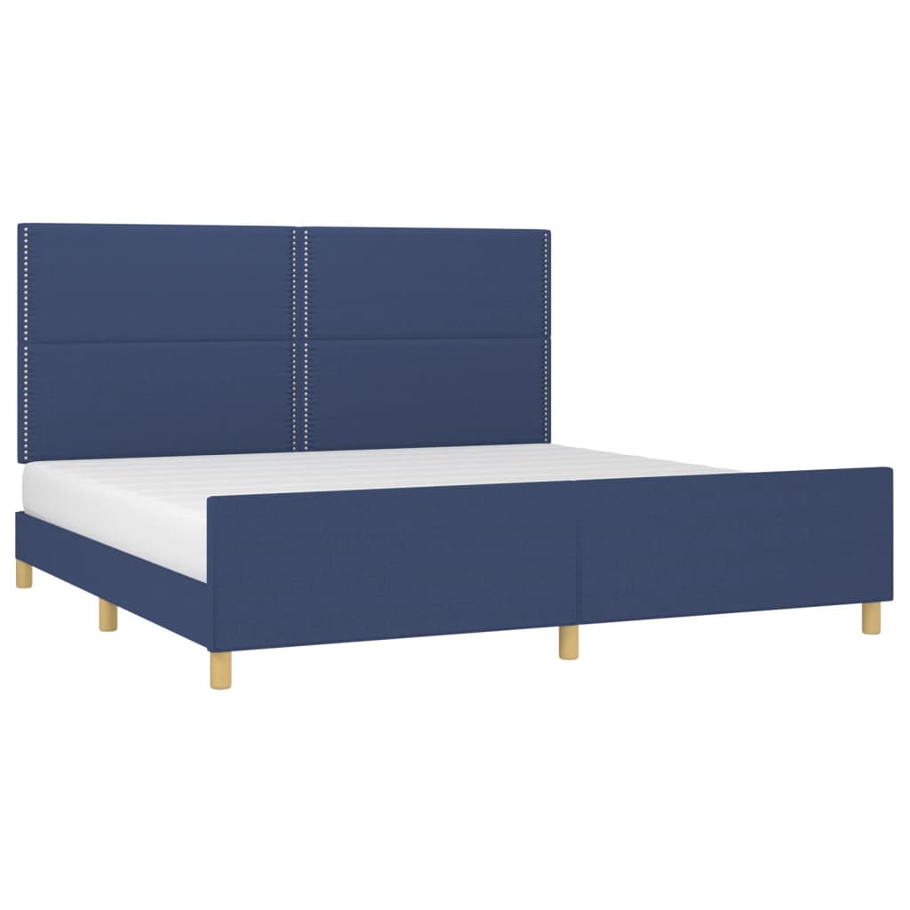 Estrutura de cama sem colchão 200x200 cm tecido azul