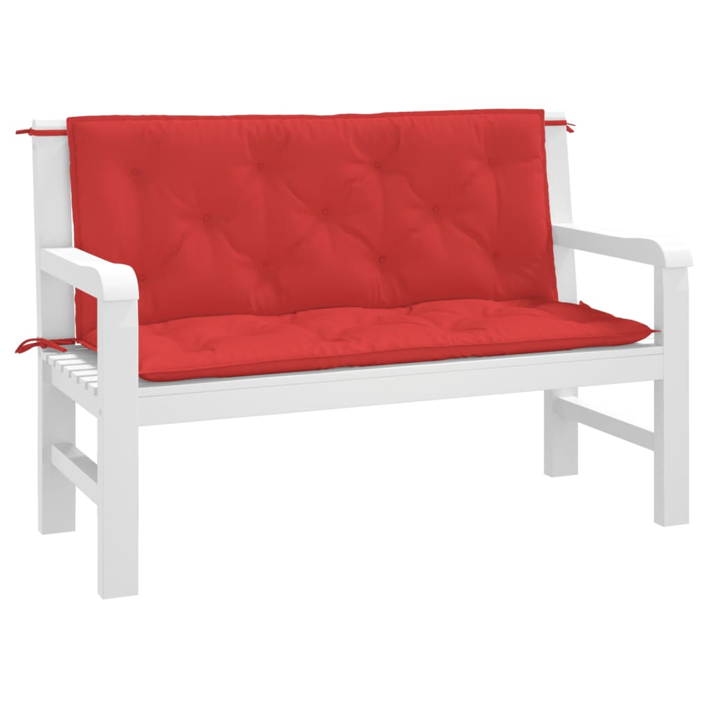 Almofadões banco jardim 2 pcs 120x50x7cm tecido oxford vermelho
