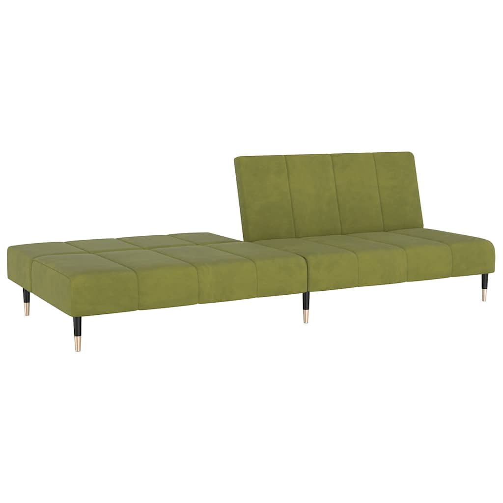 Sofá-cama de 2 lugares veludo verde-claro