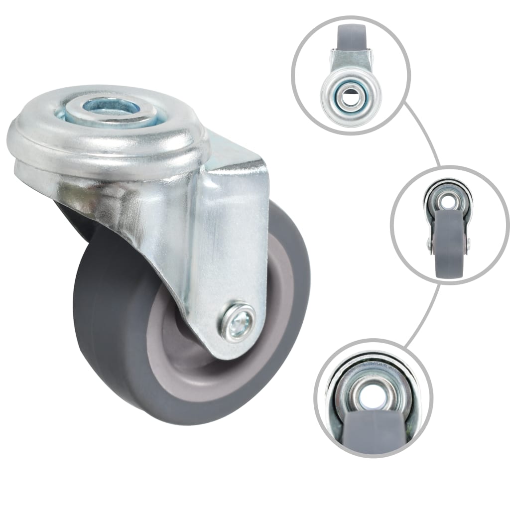 12 Pcs rodas giratórias com furo roscado 50 mm