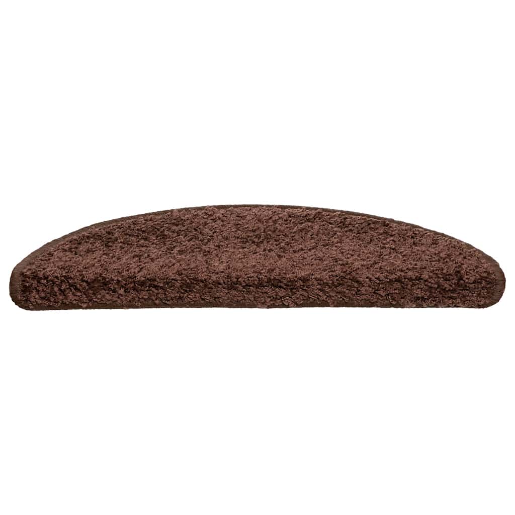 Tapetes de escada 30 peças 56x17x3 cm marrom semicircular