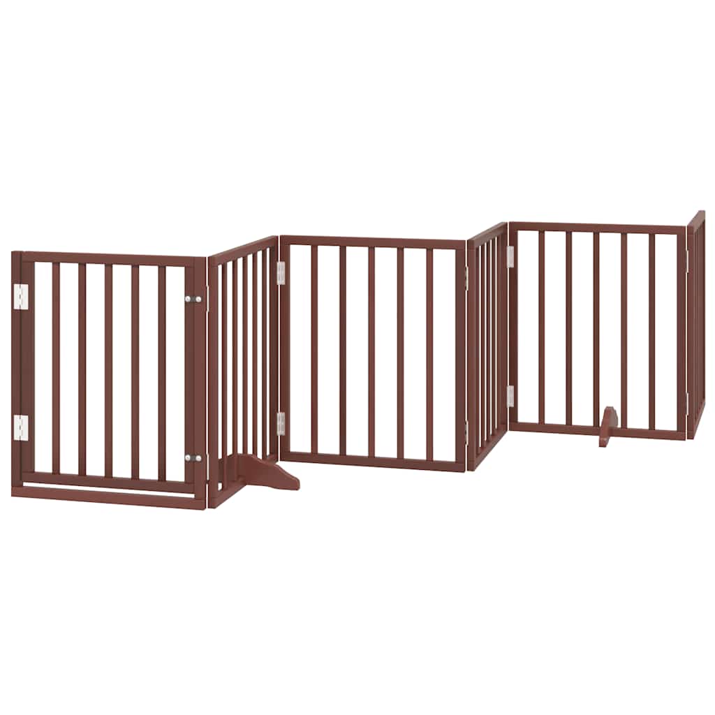 Portão p/ cães c/ porta dobrável 9 painéis 450cm álamo castanho