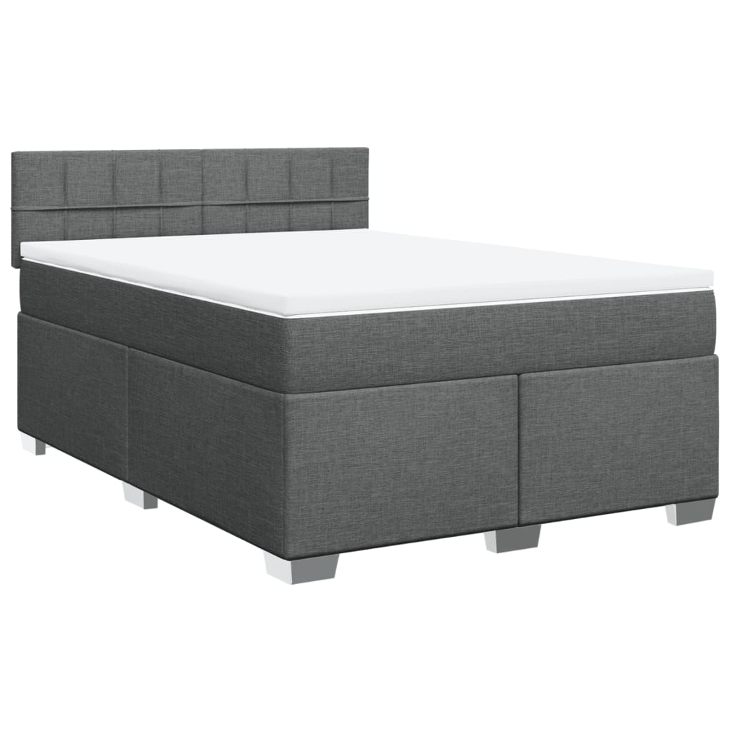 Cama com molas/colchão 140x190 cm tecido cinzento-escuro