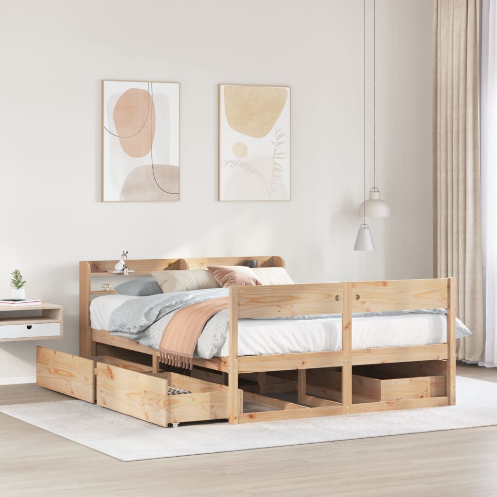 Cama sem colchão 150x200 cm madeira de pinho maciça
