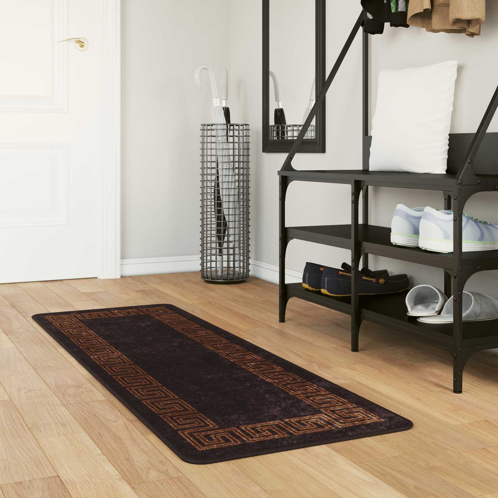 Passadeira marsa preto 50 x 150 cm poliéster e PVC