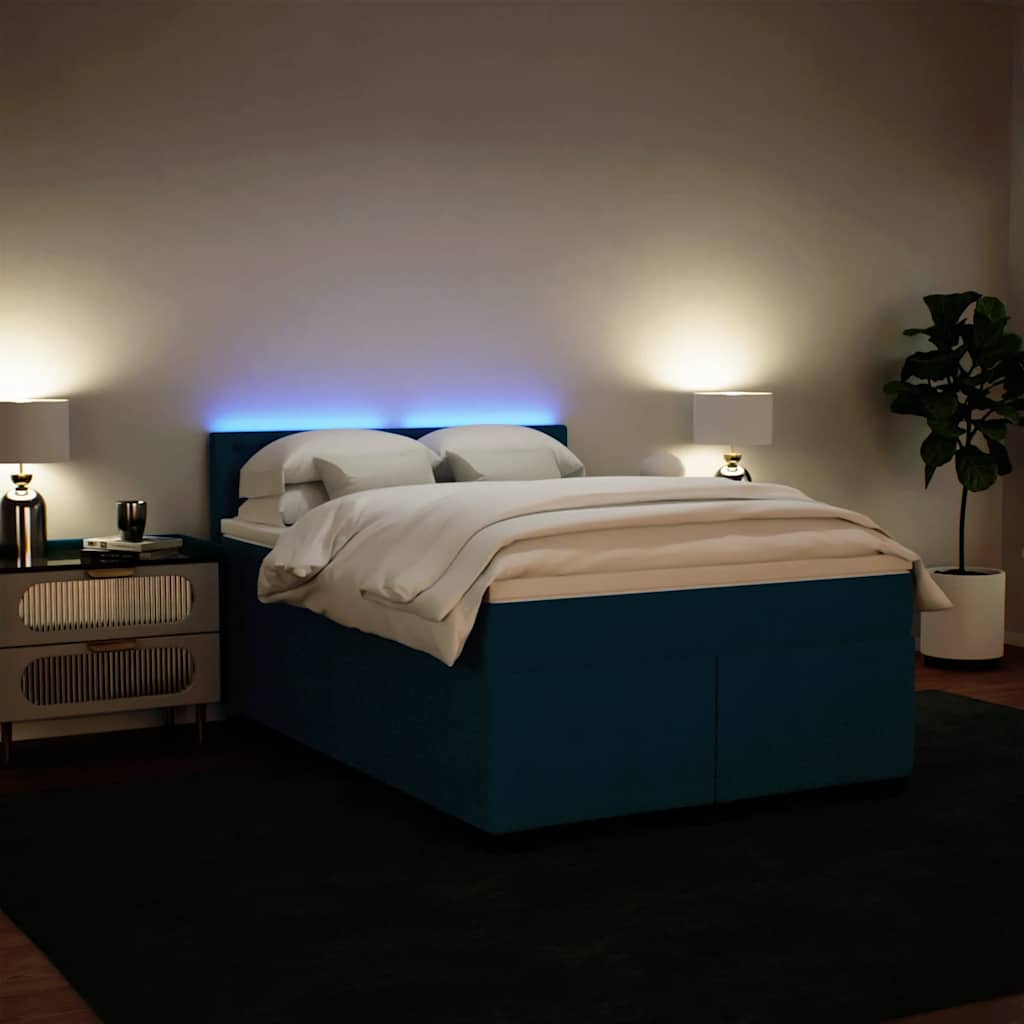 Cama com molas/colchão 140x200 cm veludo azul