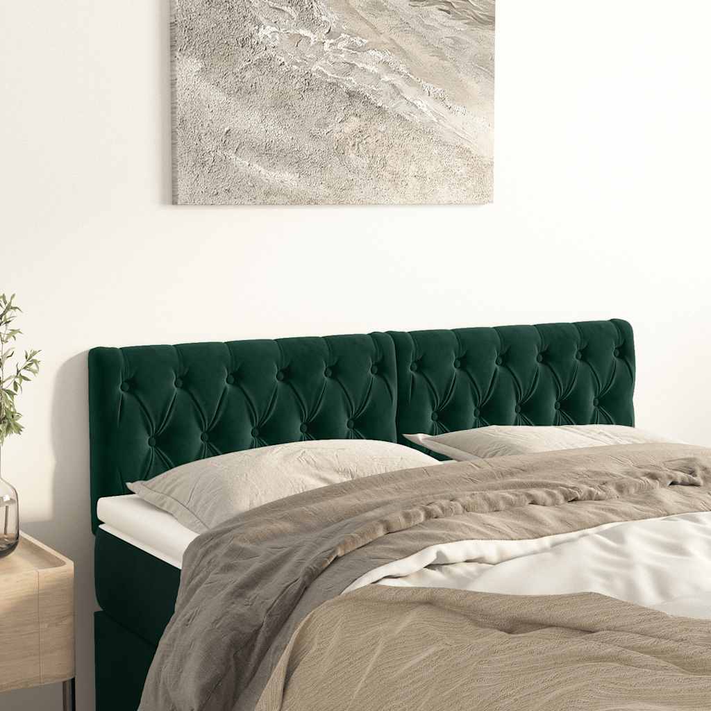 Cabeceiras verde-escuro 160x7x78/88 cm veludo