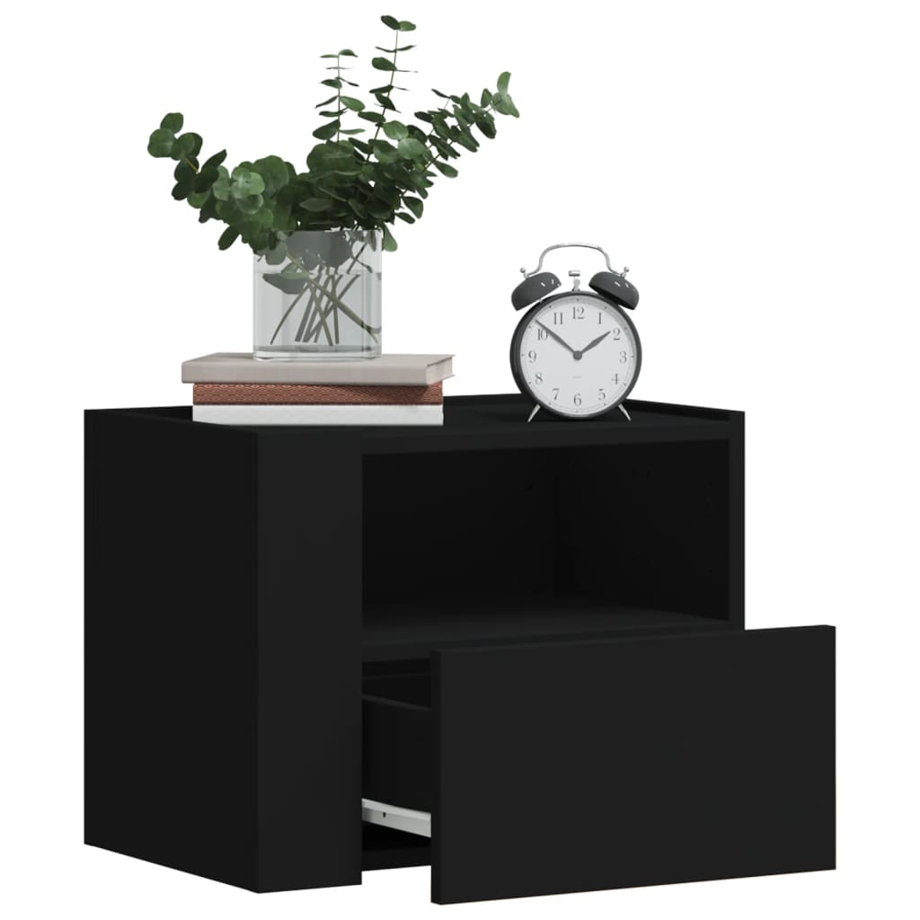 Mesas de cabeceira de parede 2 pcs 45x30x35 cm preto