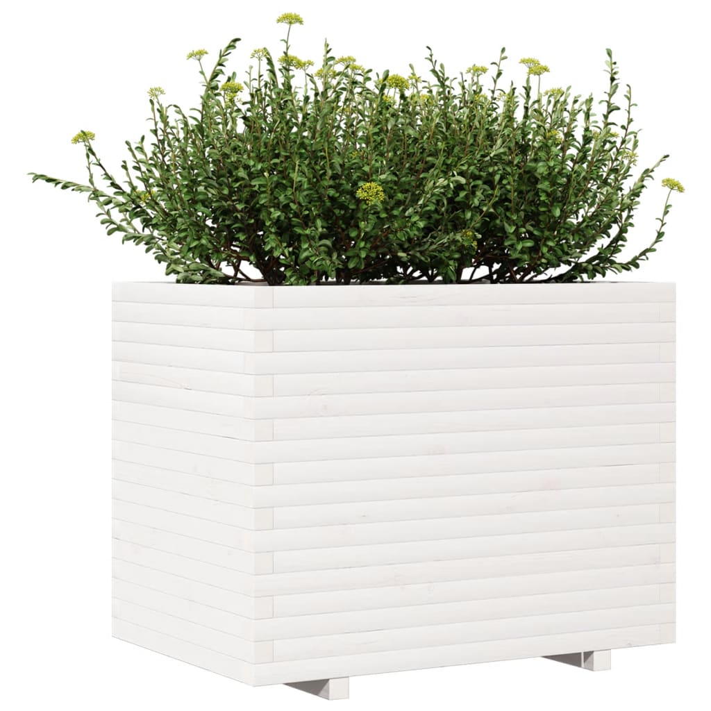 Vaso/floreira de jardim 90x60x72,5 cm pinho maciço branco